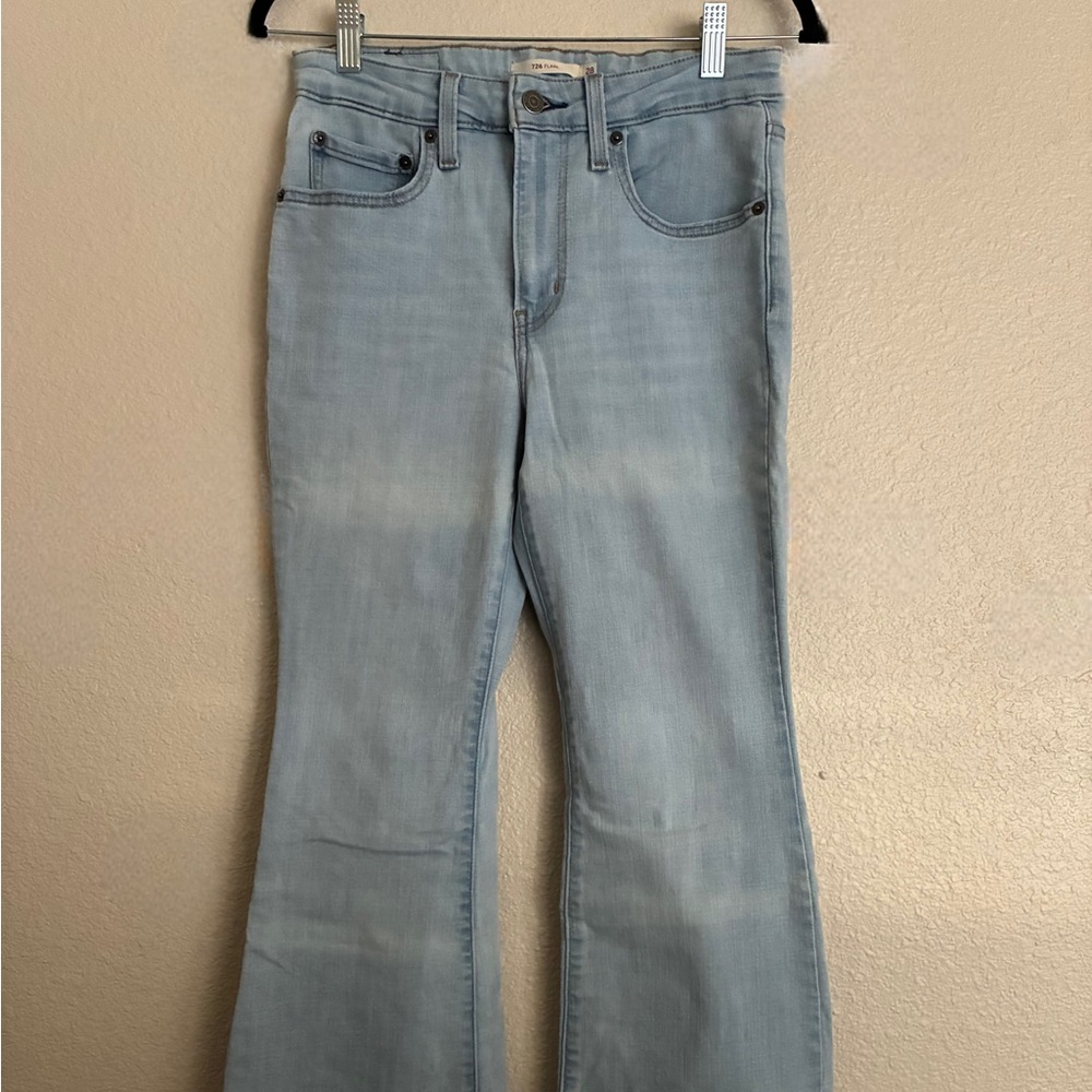 Levi’s 726 High Rise Flare Jeans – Light Wash (Size 28)